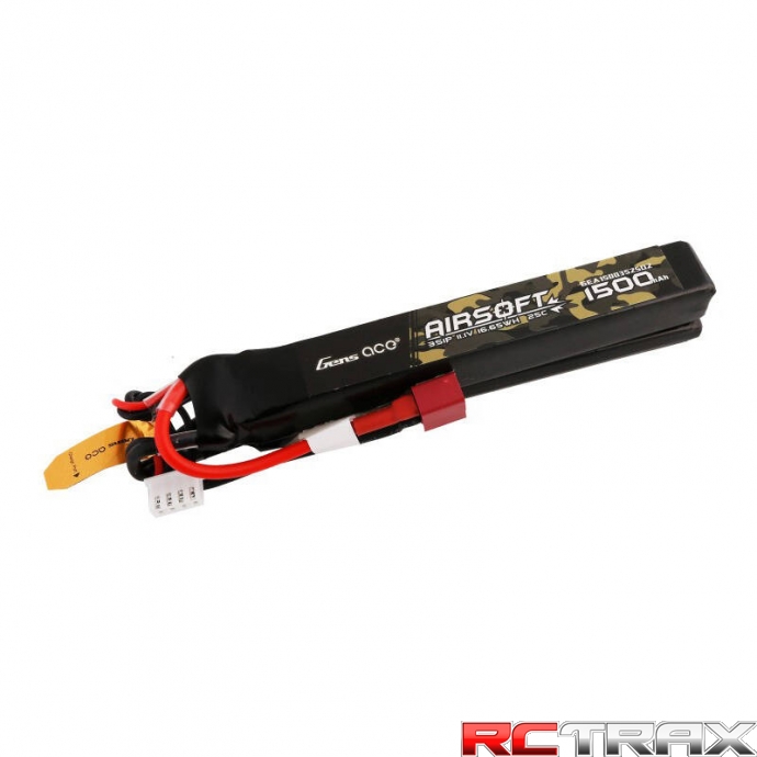 Gens ace 25C 1500mAh 3S1P 11.1V Nunchuck 2X Airsoft Gun Lipo Battery with T Plug