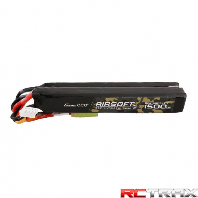 Gens ace 25C 1500mAh 3S1P 11.1V Nunchuck 2X Airsoft Gun Lipo Battery with mini Tamiya Plug
