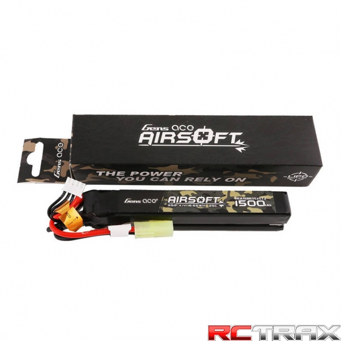 Gens ace 25C 1500mAh 3S1P 11.1V Nunchuck 2X Airsoft Gun Lipo Battery with mini Tamiya Plug