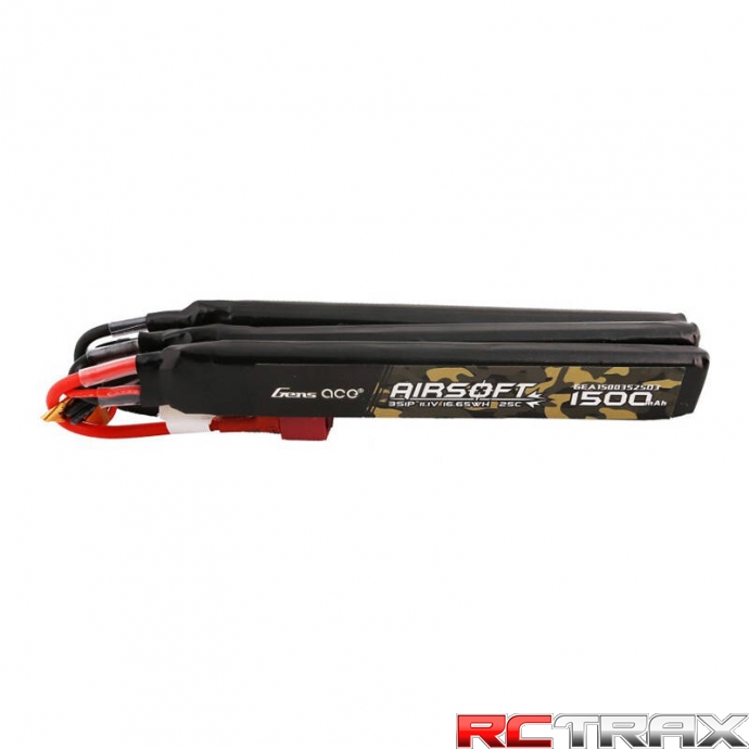 Gens ace 25C 1500mAh 3S1P 11.1V Nunchuck 3X Airsoft Gun Lipo Battery with T Plug
