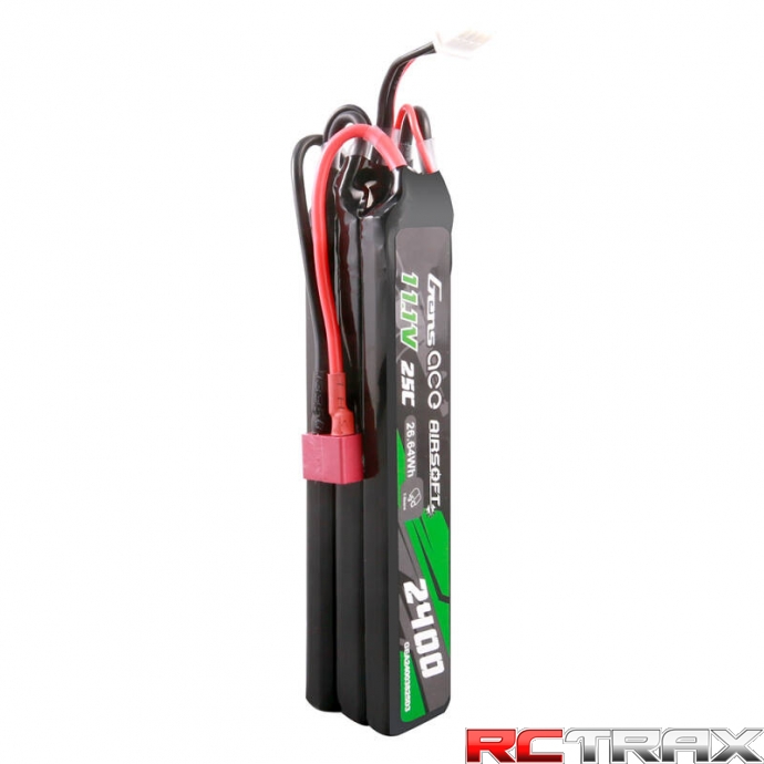 Gens ace 25C 2400mAh 3S2P 11.1V NUNCHUCK 3X Airsoft Gun Lipo Battery with Deans(T) Plug