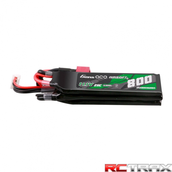Gens ace 25C 800mAh 3S1P 11.1V NUNCHUCK 3X Airsoft Gun Lipo Battery with Deans(T) Plug