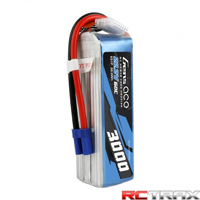 Gens ace 3000mAh 22.2V 60C 6S1P Lipo Battery Pack with EC5 plug
