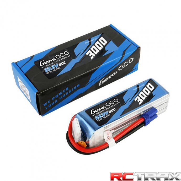 Gens ace 3000mAh 22.2V 60C 6S1P Lipo Battery Pack with EC5 plug