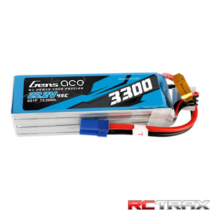 Gens ace 3300mAh 22.2V 45C 6S1P Lipo Battery Pack with EC5 Plug