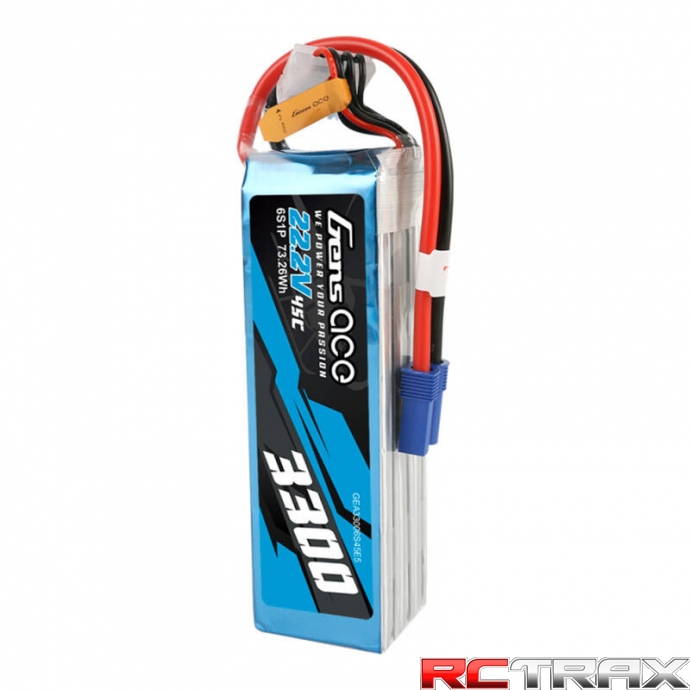 Gens ace 3300mAh 22.2V 45C 6S1P Lipo Battery Pack with EC5 Plug