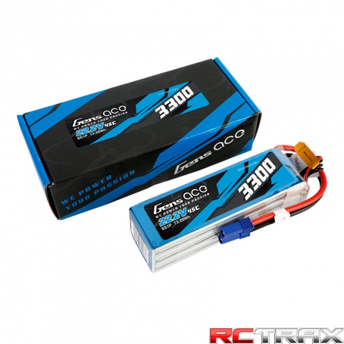 Gens ace 3300mAh 22.2V 45C 6S1P Lipo Battery Pack with EC5 Plug