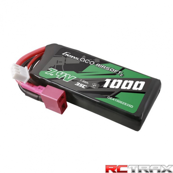 Gens ace 35C 1000mAh 2S1P 7.4V Airsoft Gun Lipo Battery with T Plug