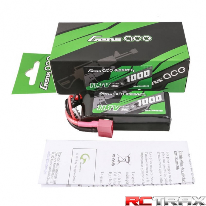 Gens ace 35C 1000mAh 3S1P 11.1V Airsoft Gun Lipo Battery with T Plug