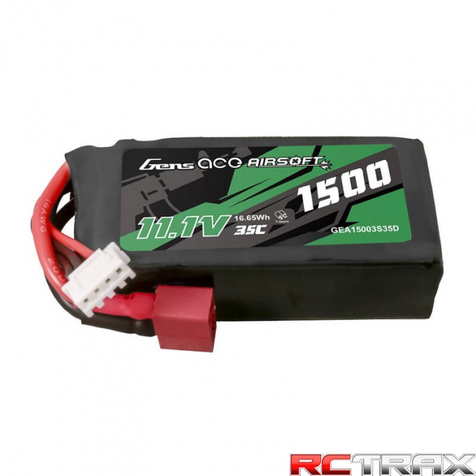 Gens ace 35C 1500mAh 3S1P 11.1V Airsoft Gun Lipo Battery with T Plug