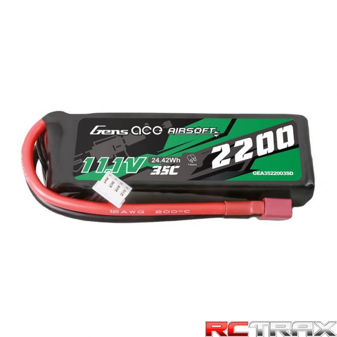 Gens ace 35C 2200mAh 3S1P 11.1V Airsoft Gun Lipo Battery with T Plug