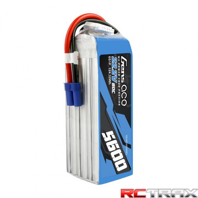 Gens ace 5600mAh 80C 22.2V 6S1P Lipo Battery Pack with EC5 plug