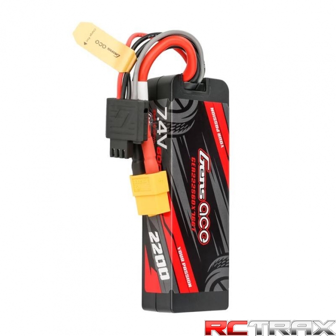 Gens ace G-Tech 2200mAh 7.4V 2S1P 60C GRP-76 Hardcase Lipo Battery Pack with XT60 plug