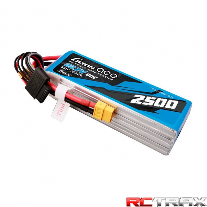 Gens ace G-Tech 2500mAh 22.2V 80C 6S1P Lipo Battery Pack with XT60 plug