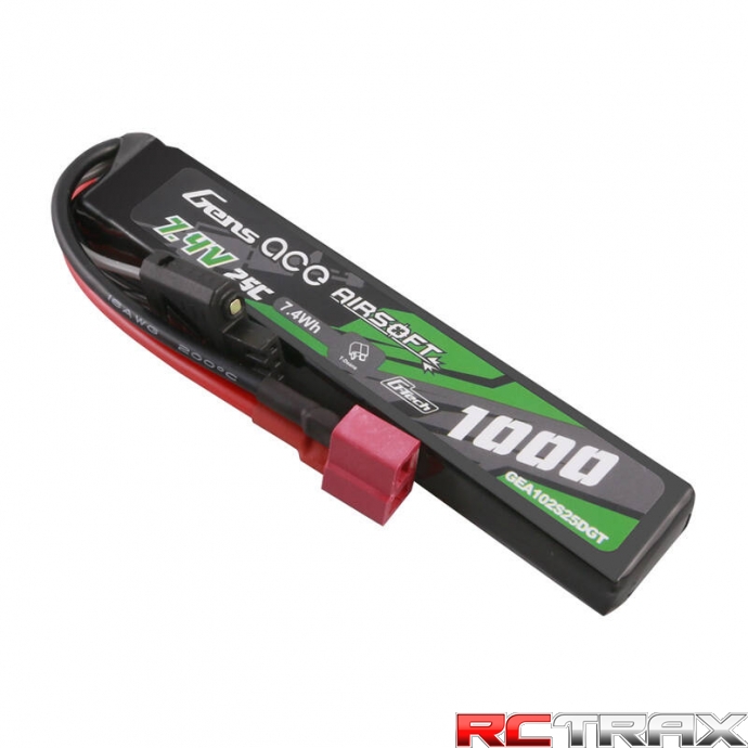 Gens ace G-Tech 25C 1000mAh 2S1P 7.4V Airsoft Gun Lipo Battery with T Plug