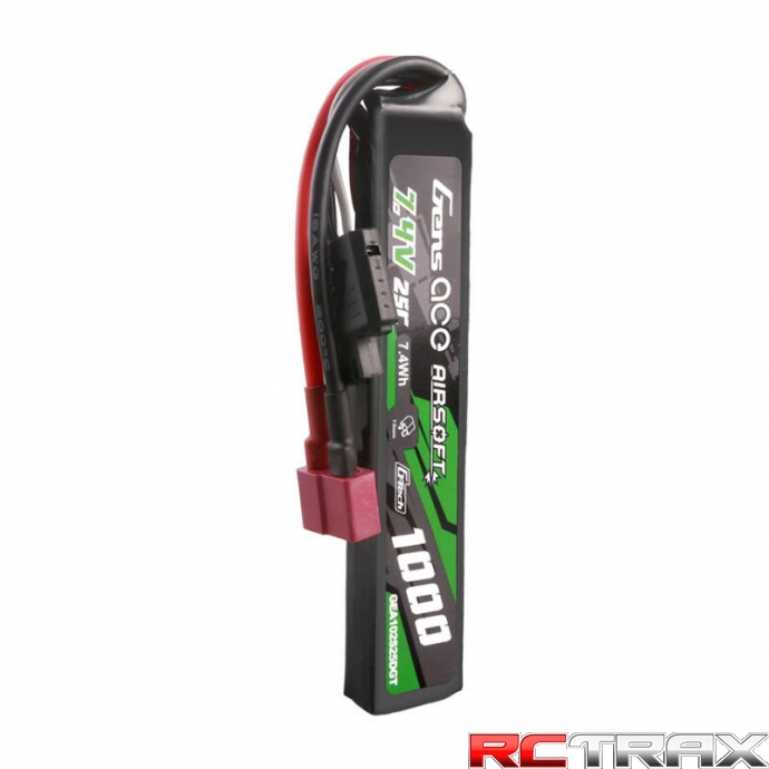 Gens ace G-Tech 25C 1000mAh 2S1P 7.4V Airsoft Gun Lipo Battery with T Plug