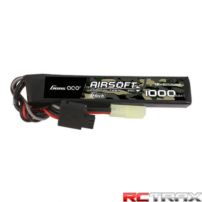 Gens ace G-Tech 25C   1000mAh 2S1P 7.4V Airsoft Gun Lipo Battery with mini Tamiya Plug