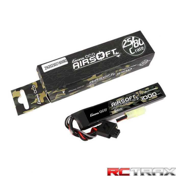 Gens ace G-Tech 25C   1000mAh 2S1P 7.4V Airsoft Gun Lipo Battery with mini Tamiya Plug