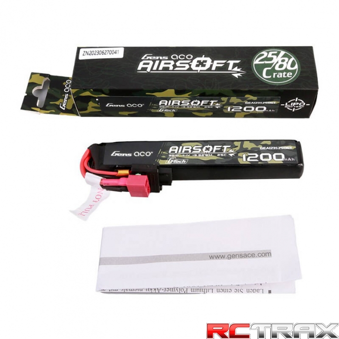 Gens ace G-Tech 25C 1200mAh 3S1P 11.1V Airsoft Gun Lipo Battery with T Plug