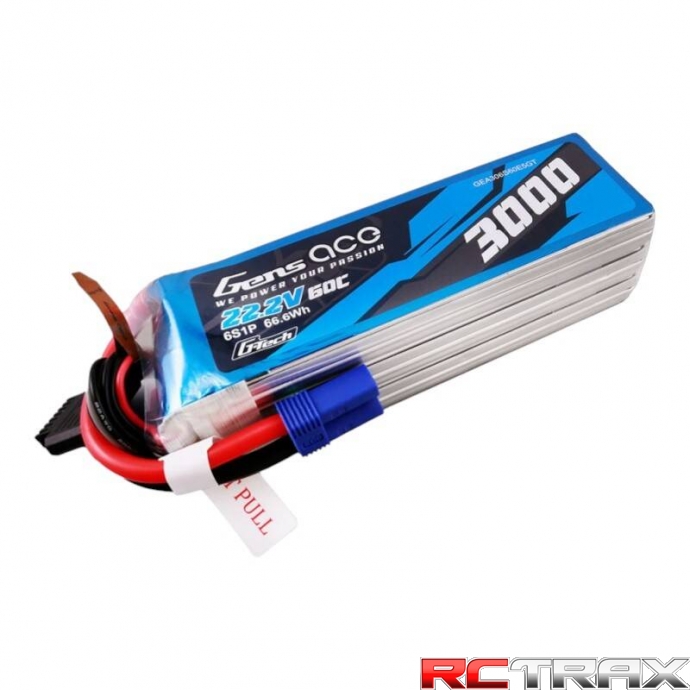 Gens ace G-Tech 3000mAh 22.2V 60C 6S1P Lipo Battery Pack with EC5 plug