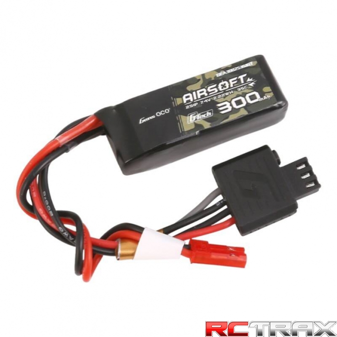 Gens ace G-Tech 35C 300mAh 2S1P 7.4V Airsoft Gun Lipo Battery with JST-SYP Plug