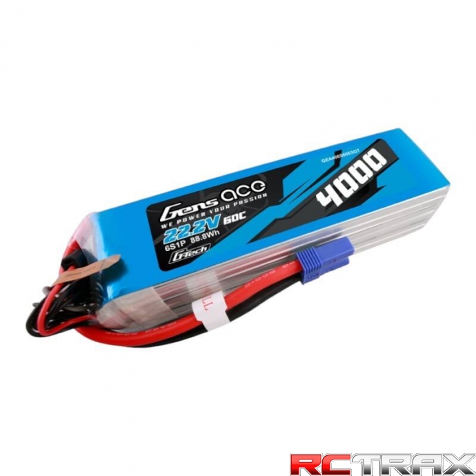 Gens ace G-Tech 4000mAh 22.2V 60C 6S1P Lipo Battery Pack with EC5 Plug