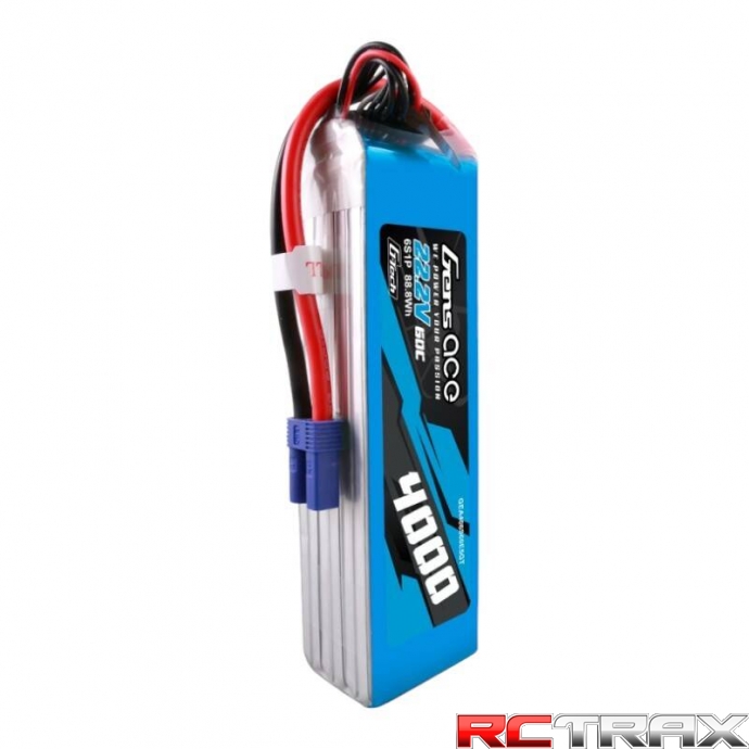 Gens ace G-Tech 4000mAh 22.2V 60C 6S1P Lipo Battery Pack with EC5 Plug