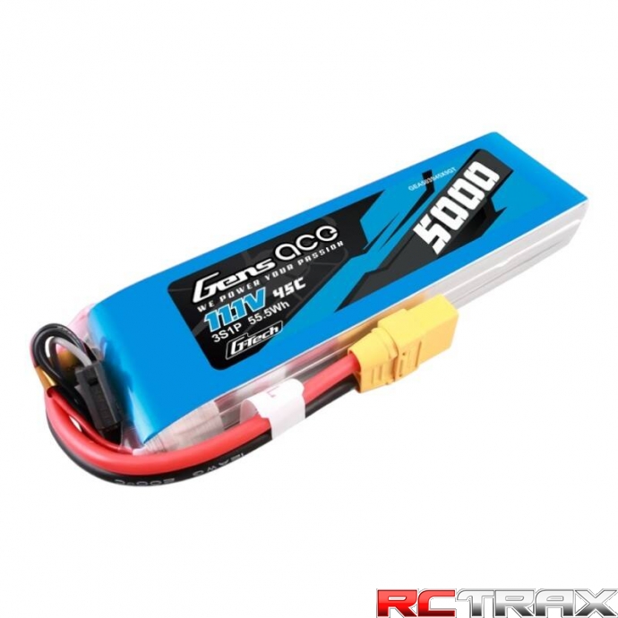 Gens ace G-Tech 5000mAh 11.1V 45C 3S1P lipo battery with XT90 Plug