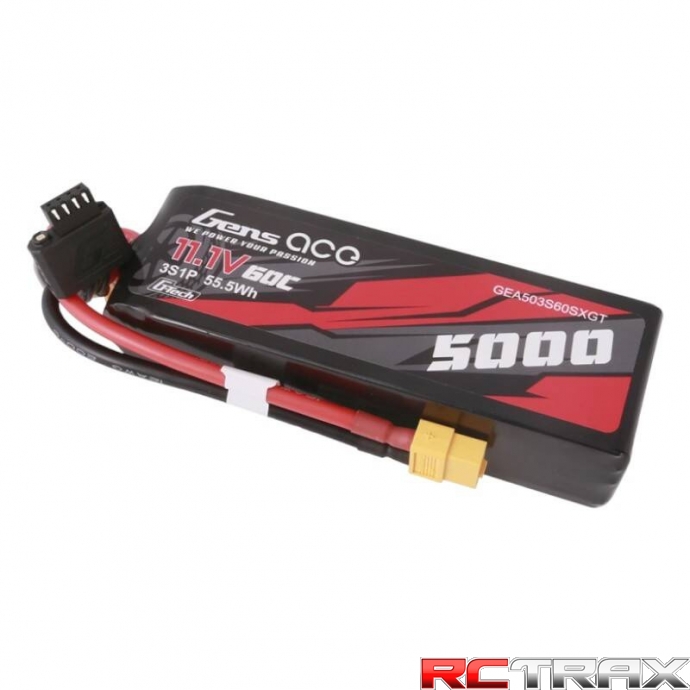 Gens ace G-Tech 5000mAh 11.1V 60C 3S1P Short-Size Lipo With XT60 Plug