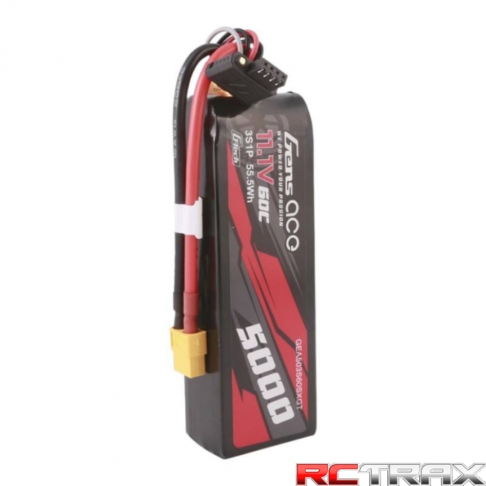 Gens ace G-Tech 5000mAh 11.1V 60C 3S1P Short-Size Lipo With XT60 Plug