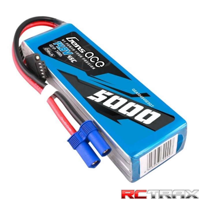 Gens ace G-Tech 5000mAh 14.8V 45C 4S1P Heli Lipo Battery with EC5 Plug