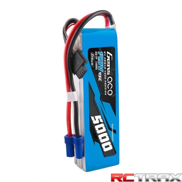 Gens ace G-Tech 5000mAh 14.8V 45C 4S1P Heli Lipo Battery with EC5 Plug