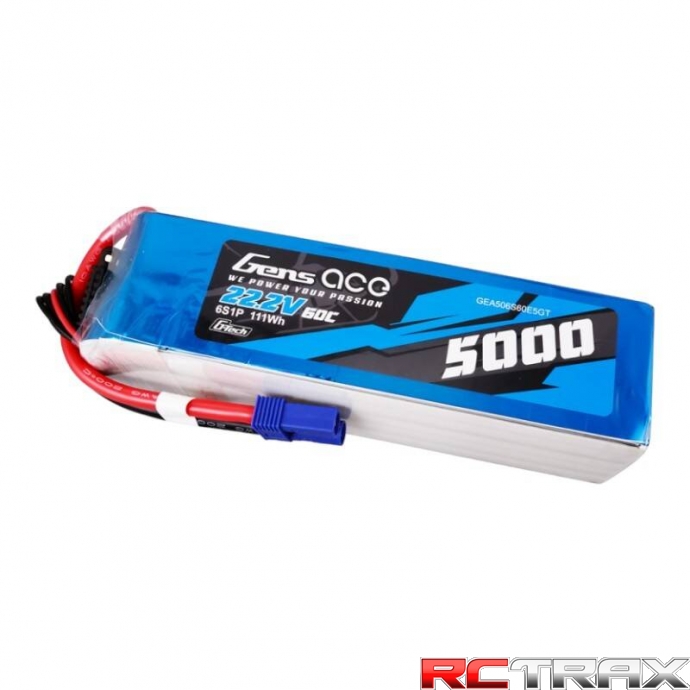 Gens ace G-Tech 5000mAh 22.2V 60C 6S1P Lipo Battery Pack with EC5 Plug