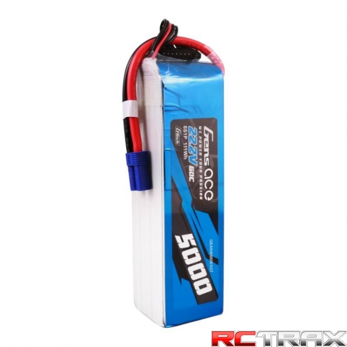 Gens ace G-Tech 5000mAh 22.2V 60C 6S1P Lipo Battery Pack with EC5 Plug
