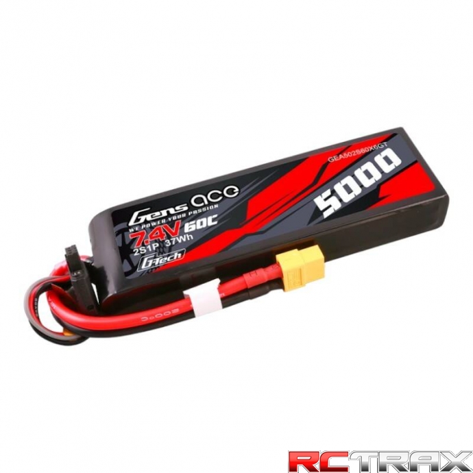 Gens ace G-Tech 5000mAh 7.4V 60C 2S1P Lipo PC material case with XT60 Plug