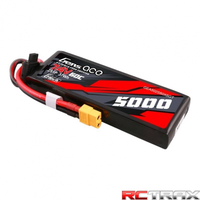 Gens ace G-Tech 5000mAh 7.4V 60C 2S1P Lipo PC material case with XT60 Plug