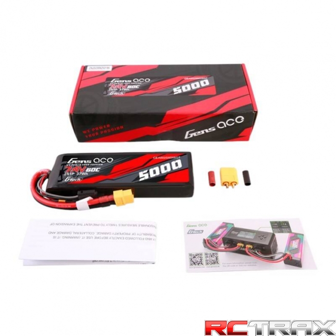 Gens ace G-Tech 5000mAh 7.4V 60C 2S1P Lipo PC material case with XT60 Plug