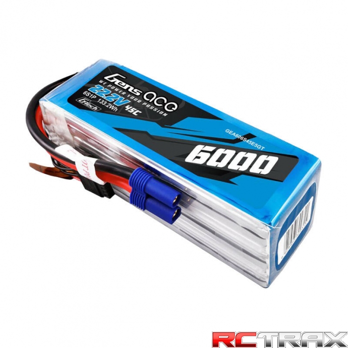 Gens ace G-Tech 6S 6000mAh 22.2V 45C Lipo Battery with EC5 Plug