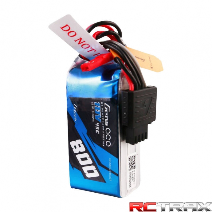 Gens ace G-Tech 800mAh 11.1V 45C 3S1P LIPO BATTERY PACK JST