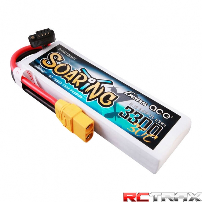 Gens ace G-Tech Soaring 3300mAh 11.1V 30C 3S1P Lipo Battery Pack with XT90 plug