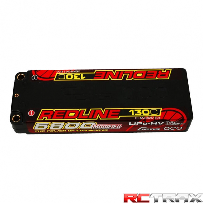 Gens ace Redline Series 5800mAh 7.6V 130C 2S1P HardCase 56# HV Ultra LCG LiPo Battery