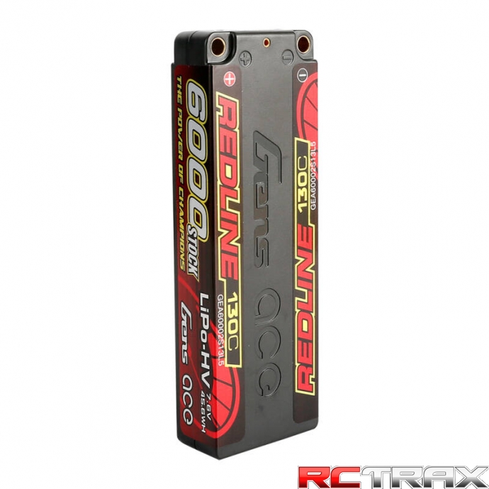 Gens ace Redline Series 6000mAh 7.6V 130C 2S2P HardCase 57# HV Lipo Battery