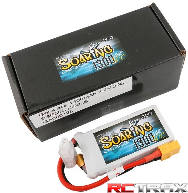 Gens ace Soaring 1300mAh 7.4V 30C 2S1P Lipo Battery Pack with XT60 plug