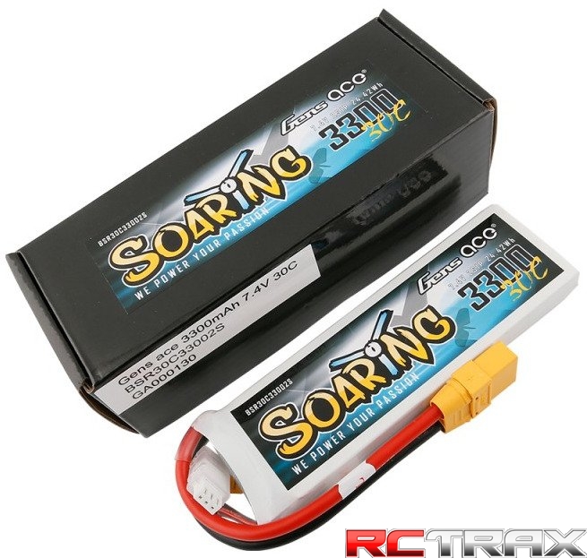 Gens ace Soaring 3300mAh 7.4V 30C 2S1P Lipo Battery Pack with XT90 plug