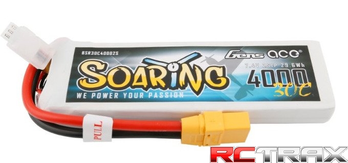 Gens ace Soaring 4000mAh 7.4V 25C 2S1P Lipo Battery Pack with XT90 plug