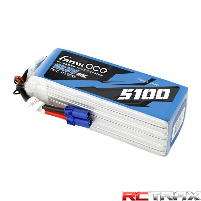GensAce 5100mAh 22.2V 80C 6S1P EC5 battery