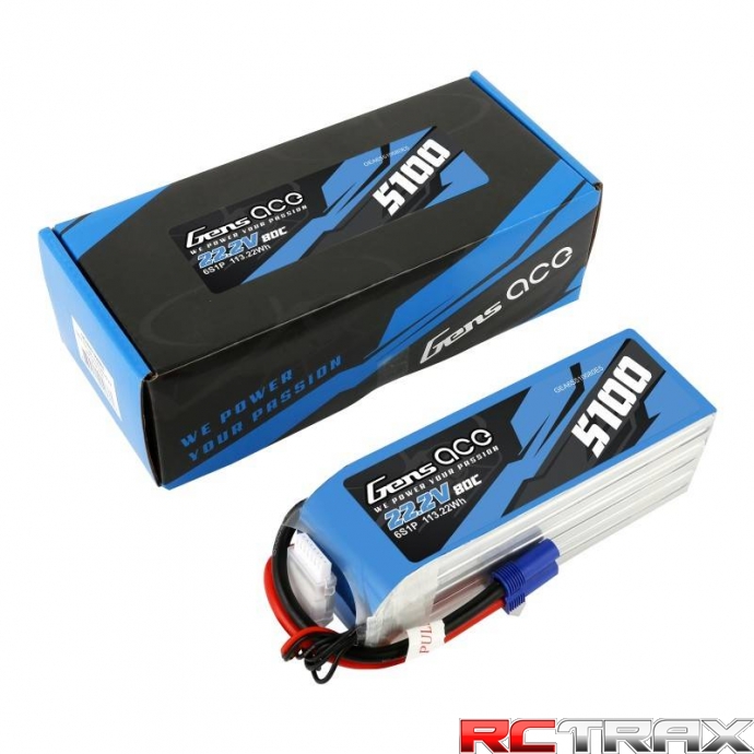 GensAce 5100mAh 22.2V 80C 6S1P EC5 battery