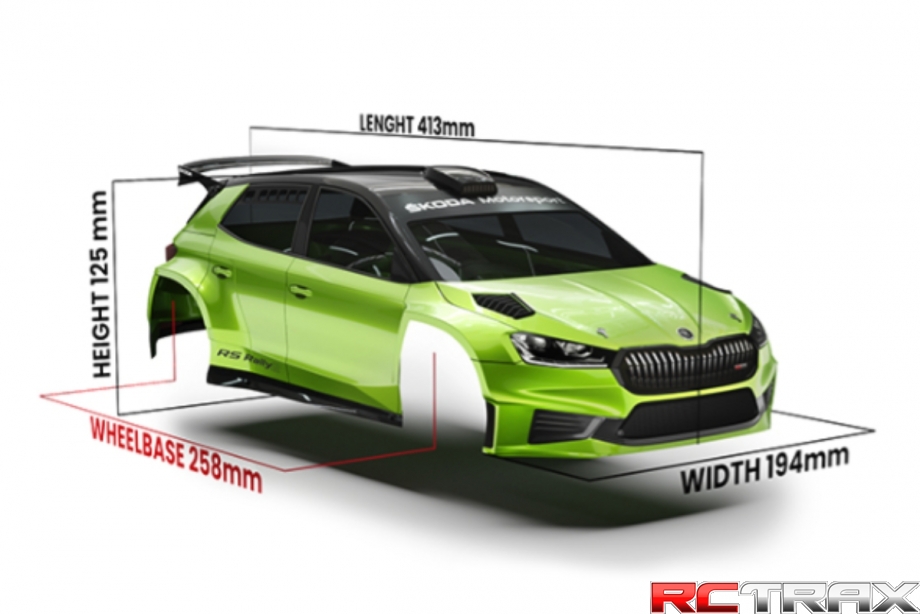 Karoseria do malowania ŠKODA Fabia RS Rally 2 1/10 WRC 190mm 1,2 mm twarda