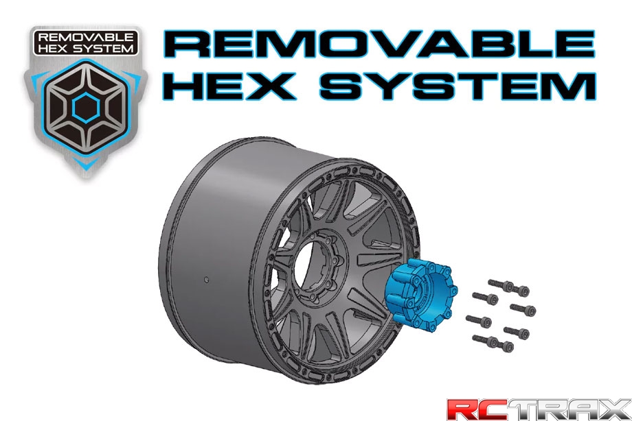 Louise RC LR-T3275SX MT-ROCK 1-10 Monster Truck Tire Mounted Black Wheels Removable HEX 12 Narrow, 12 Wide, 14, 17mm