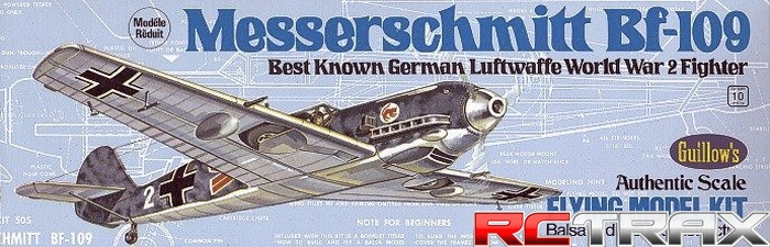 Samolot z balsy Guillow's Messerschmitt BF-109 rozpiętość 419mm